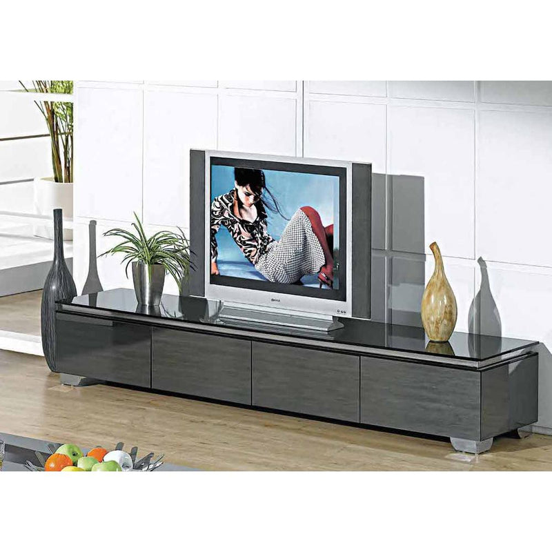 Tv Stand, Black/Gray Mirror W/ Chrome Legs,  71"X18"X16"H