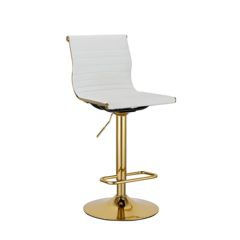 (37'' ~ 45.5'')H Adjustable Pu Bar Stool With Gold Leg, Set Of 2