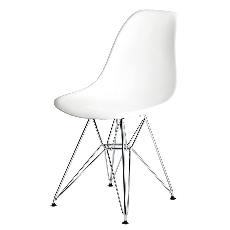 Pp Chair With Chrome Legs, White, Set Of 2