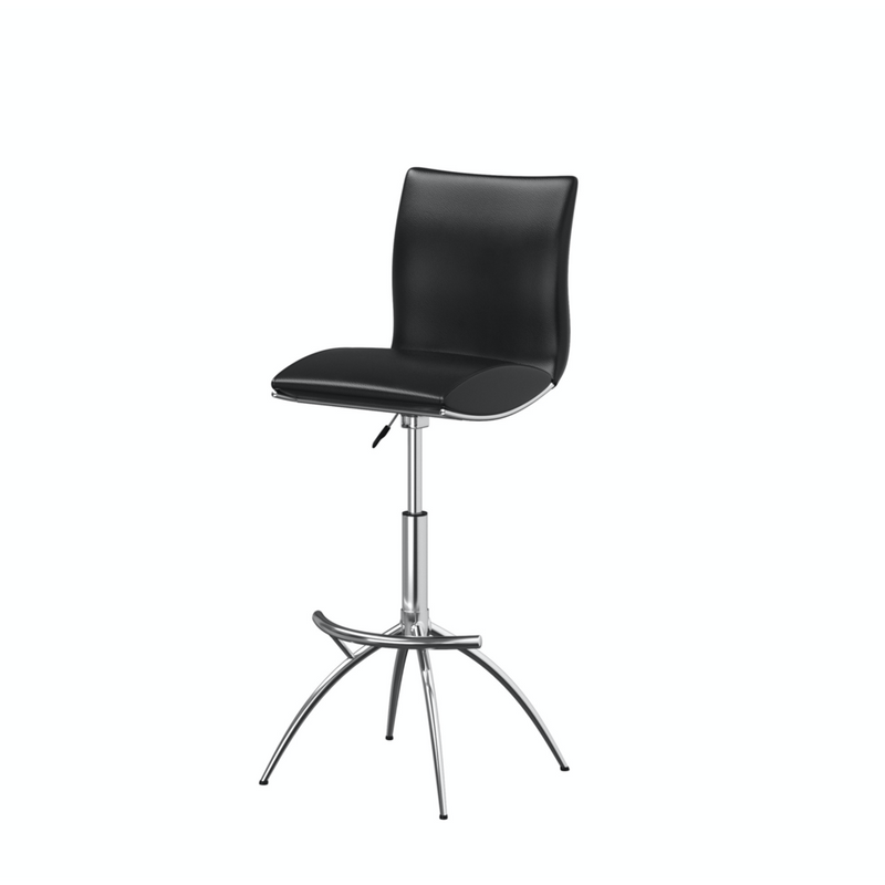 Black Pu Seat, Chrome Base Stool, Set Of 2