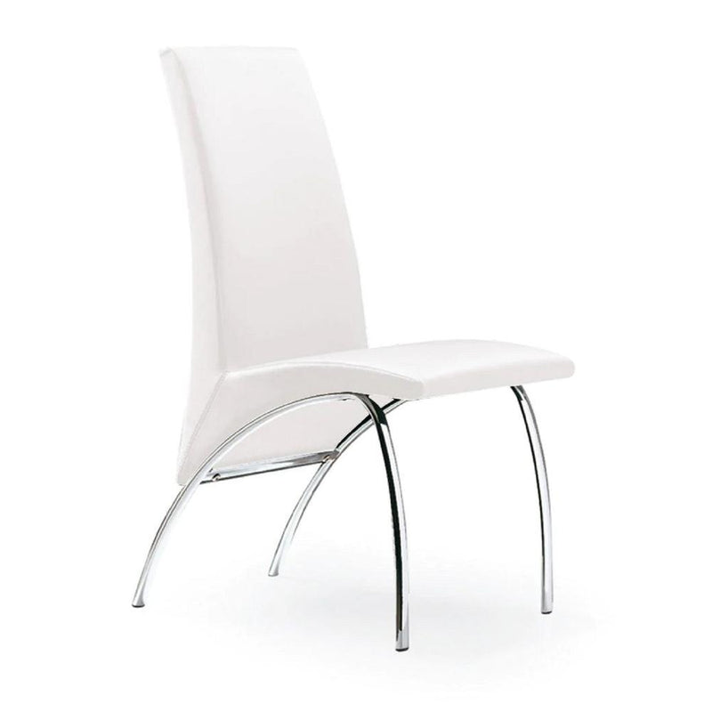 Chair,White Pu Chrome Leg, Set Of 2