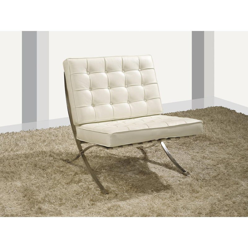 Italian Leather Chair, Pure White, 31.5" X 31" X 32"H