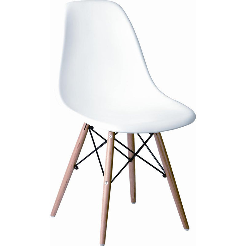 Pp Chair With Wood Legs, White, Set Of 2