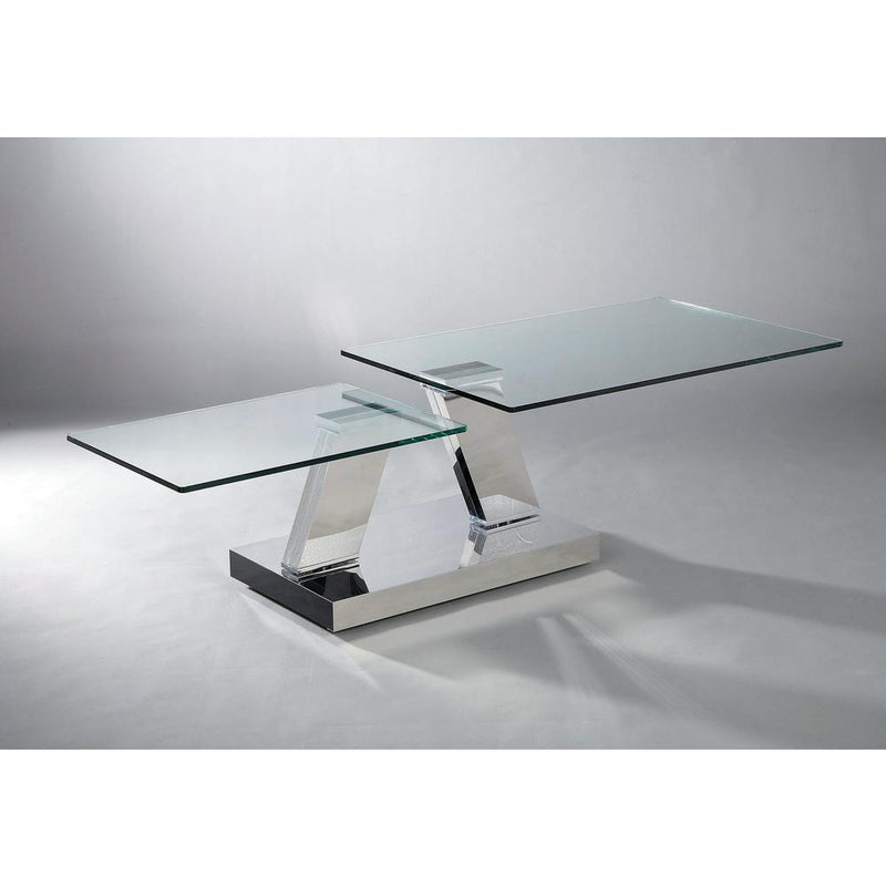 Motion Glass Coffee Table W/ Stainless Steel Base