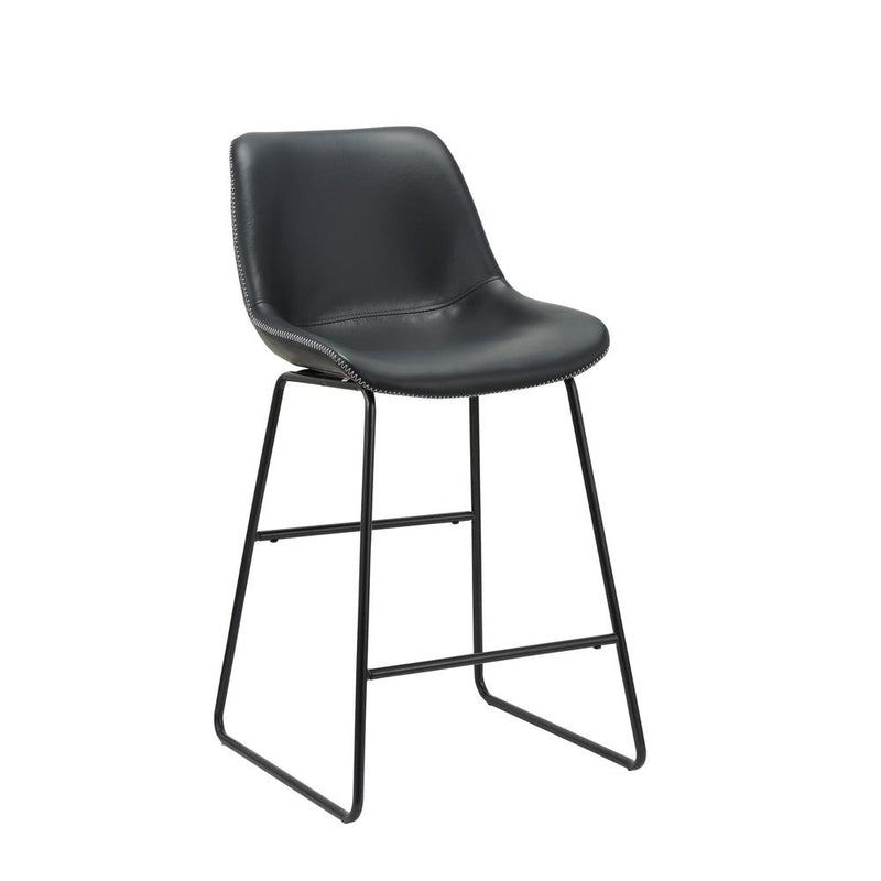 Black Pu 26''H Bar Stool With Metal Leg, Set Of 2