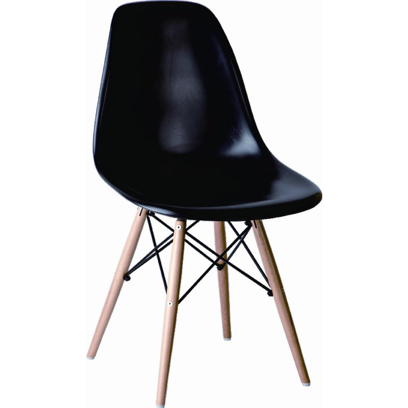 Pp Chair With Wood Legs , Black, Set Of 2