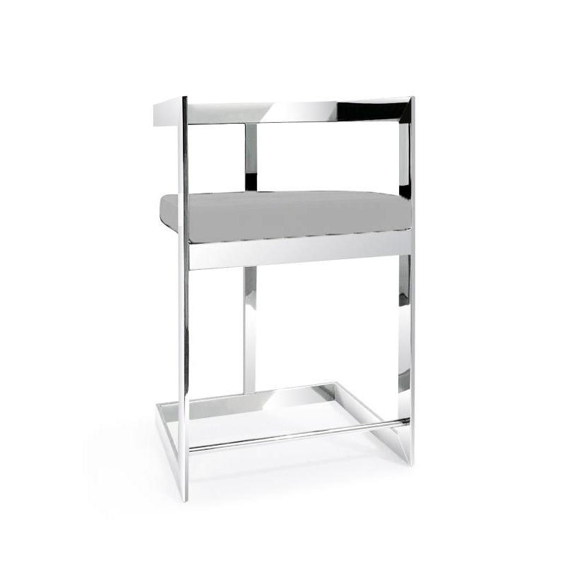 Bar stool, 30'' with Gray cushion and stainless steel base