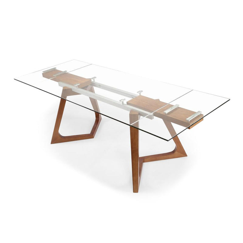 Glass Extension Table With Alu Frame And Ashwood Legs