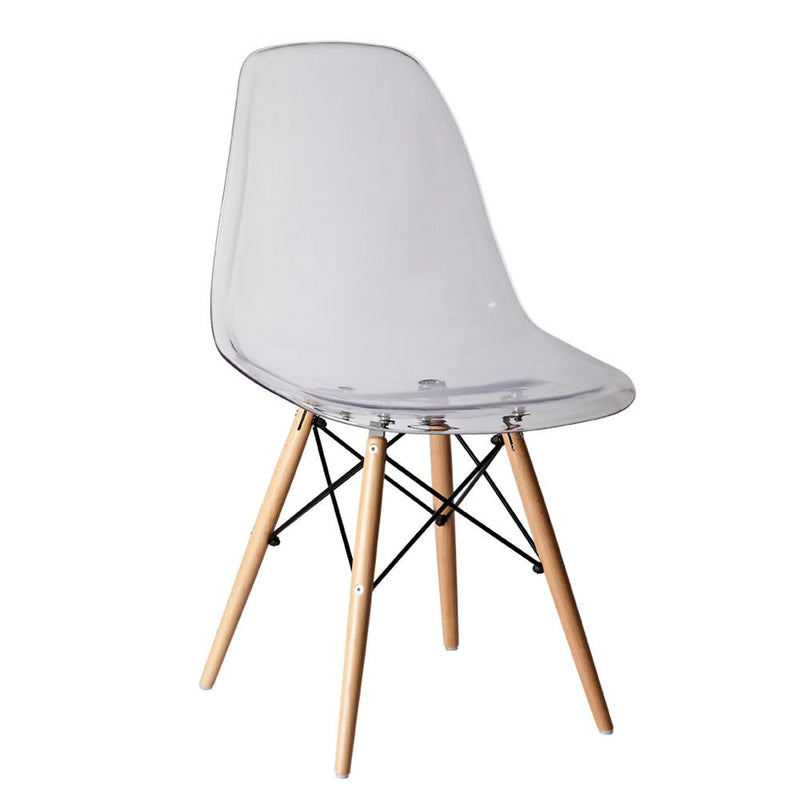 Pp Chair With Wood Legs, Clear Seat, Set Of 2