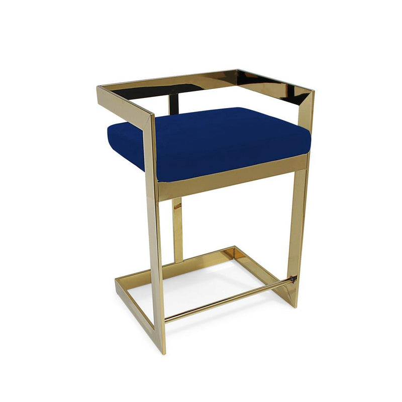 Bar Chair , 30", GOLD BASE, Blue