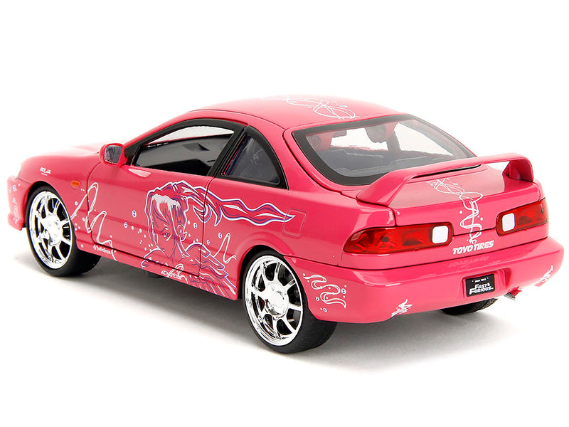 1995 Honda Integra Type R Pink with Graphics "Fast & Furious Remix" Series 1/24 Diecast Model Car by Jada