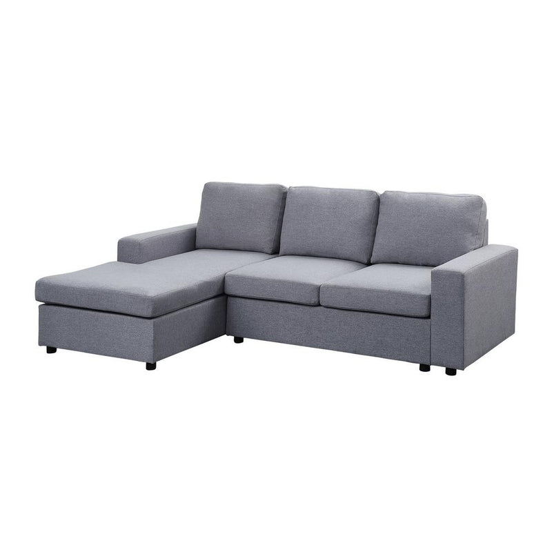 Newlyn Light Gray Linen Reversible Sectional Sofa Chaise