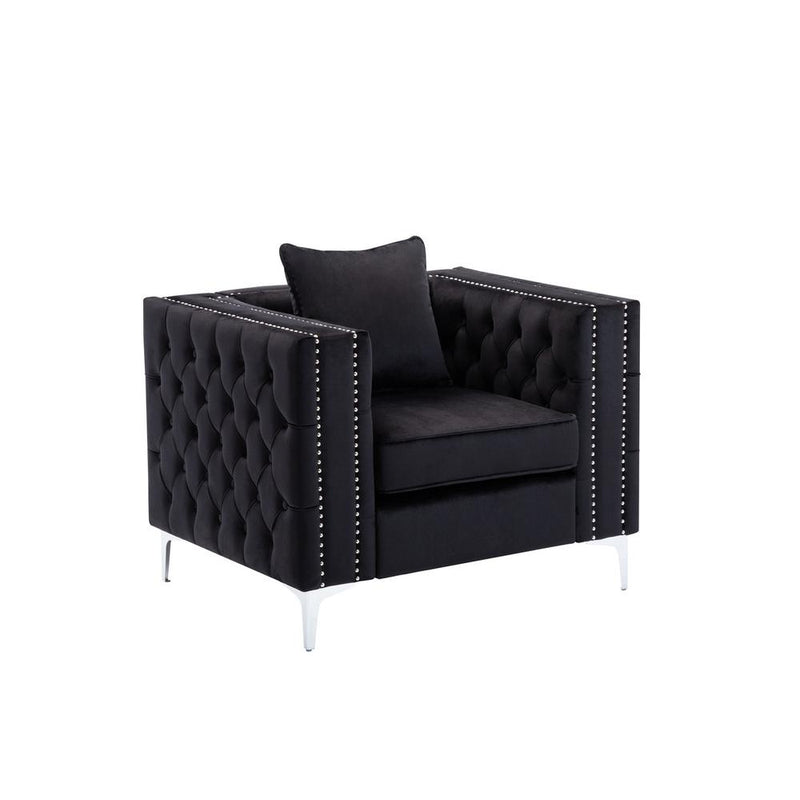 LILOLA Lorreto Black Velvet Chair