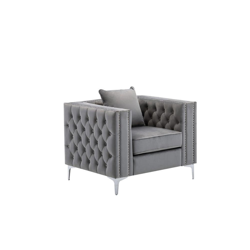 LILOLA Lorreto Gray Velvet Chair