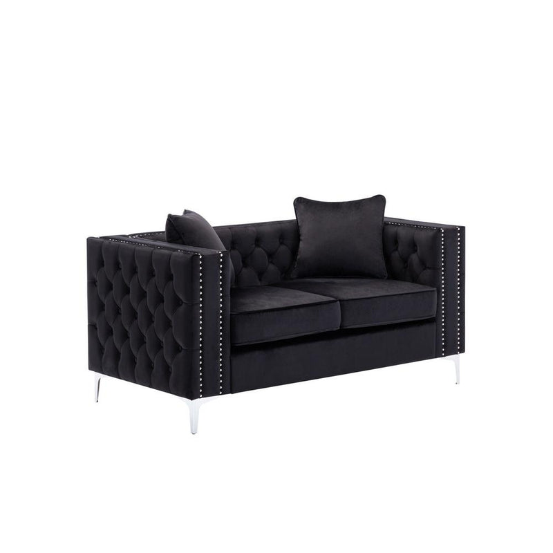 LILOLA Lorreto Black Velvet Loveseat