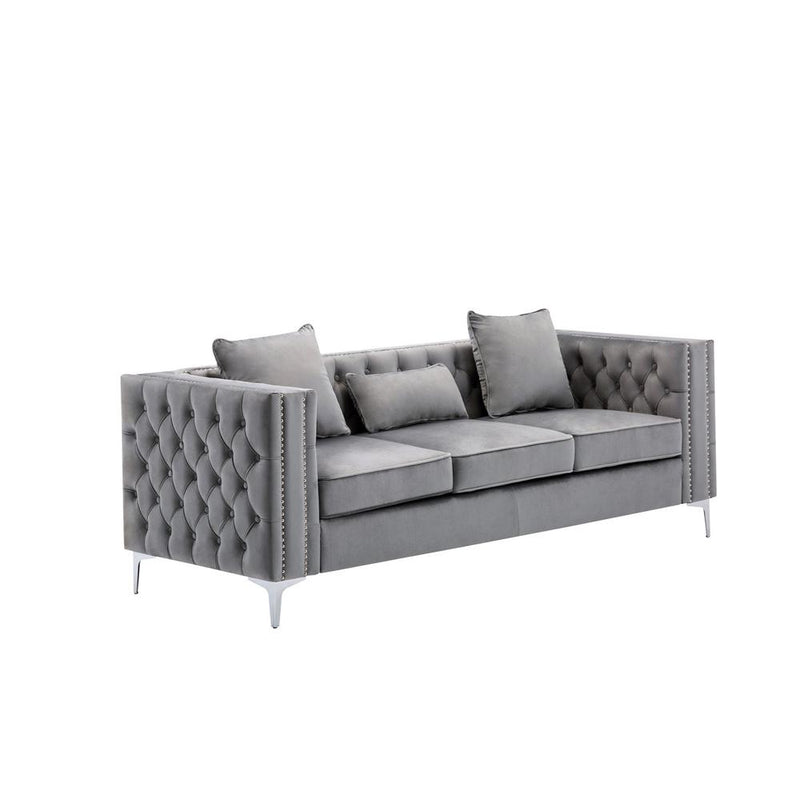 LILOLA Lorreto Gray Velvet Sofa