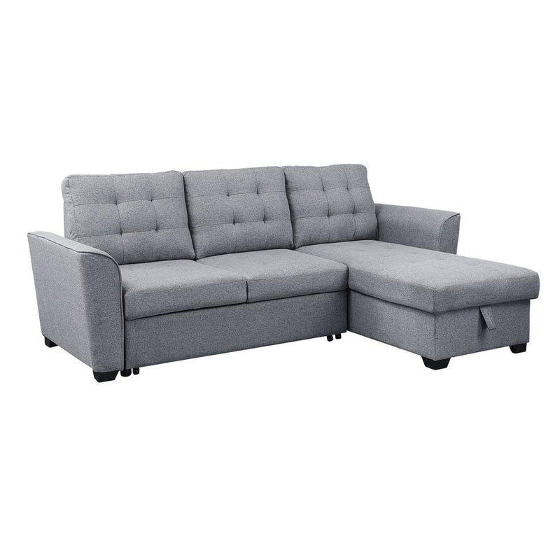 Avery Light Gray Linen Sleeper Sectional Sofa with Reversible Storage Chaise