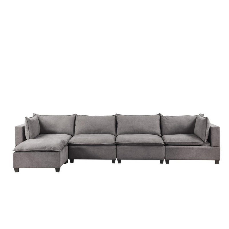 Madison Light Gray Fabric 5 Piece Modular Sectional Sofa Chaise