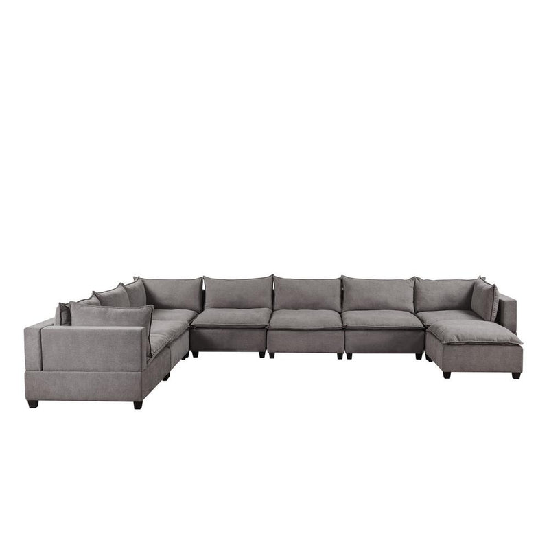 Madison Light Gray Fabric 8 Piece Modular Sectional Sofa Chaise