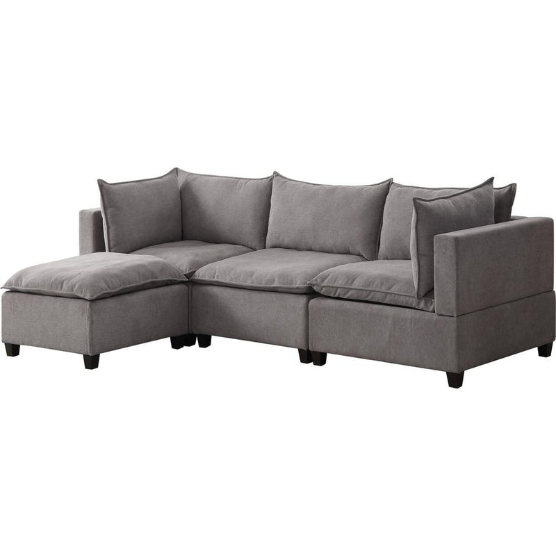 Madison Light Gray Fabric Reversible Sectional Sofa Ottoman