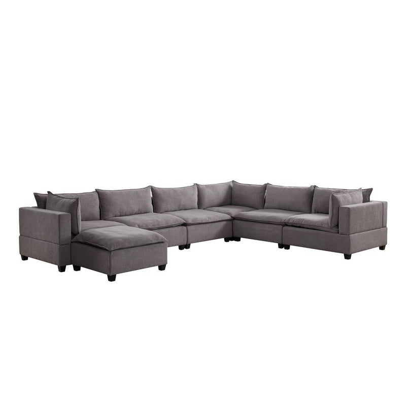 Madison Light Gray Fabric 7 Piece Modular Sectional Sofa Chaise