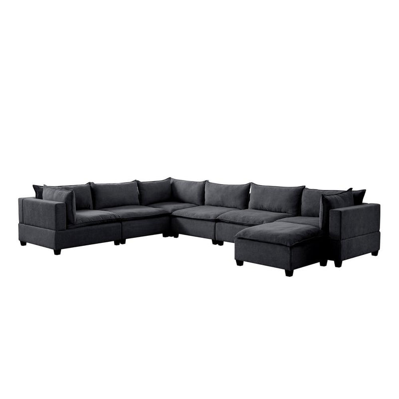 Madison Dark Gray Fabric 7 Piece Modular Sectional Sofa Chaise