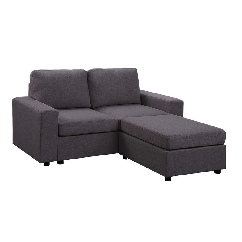 LILOLA Arroyo Loveseat with Ottoman in Dark Gray Linen