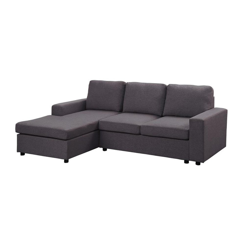 LILOLA Newlyn Sofa with Reversible Chaise in Dark Gray Linen