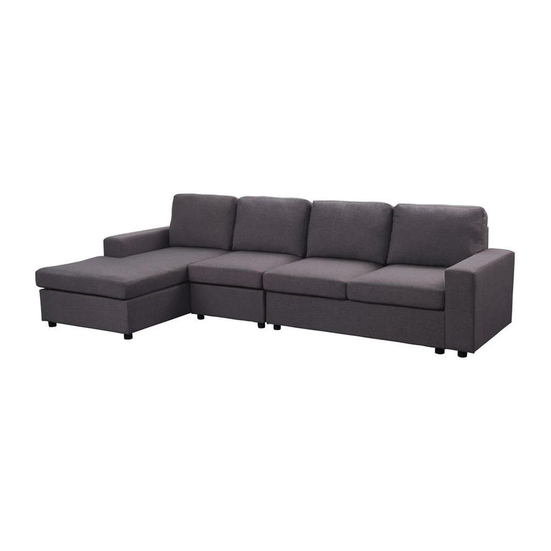 LILOLA Dunlin Sofa with Reversible Chaise in Dark Gray Linen