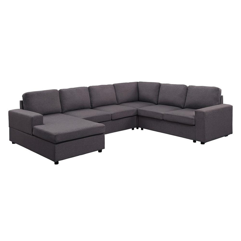 LILOLA Warren Sectional Sofa with Reversible Chaise in Dark Gray Linen