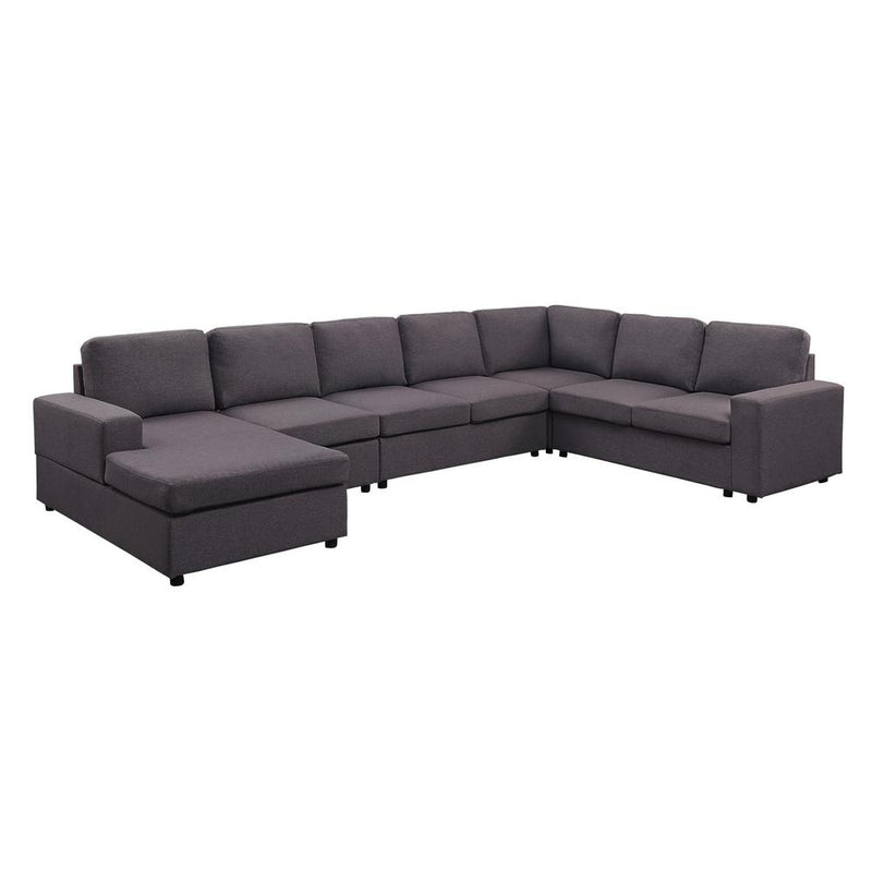 LILOLA Tifton Modular Sectional Sofa with Reversible Chaise in Dark Gray Linen