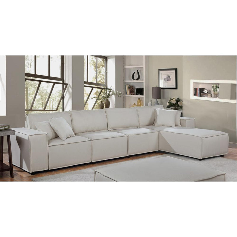 LILOLA Ermont Sofa with Reversible Chaise in Beige Linen