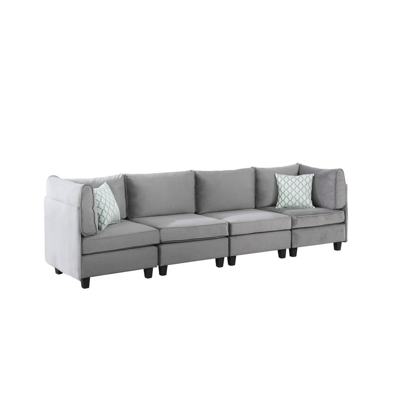 Zelmira Gray Velvet 4Pc Sofa