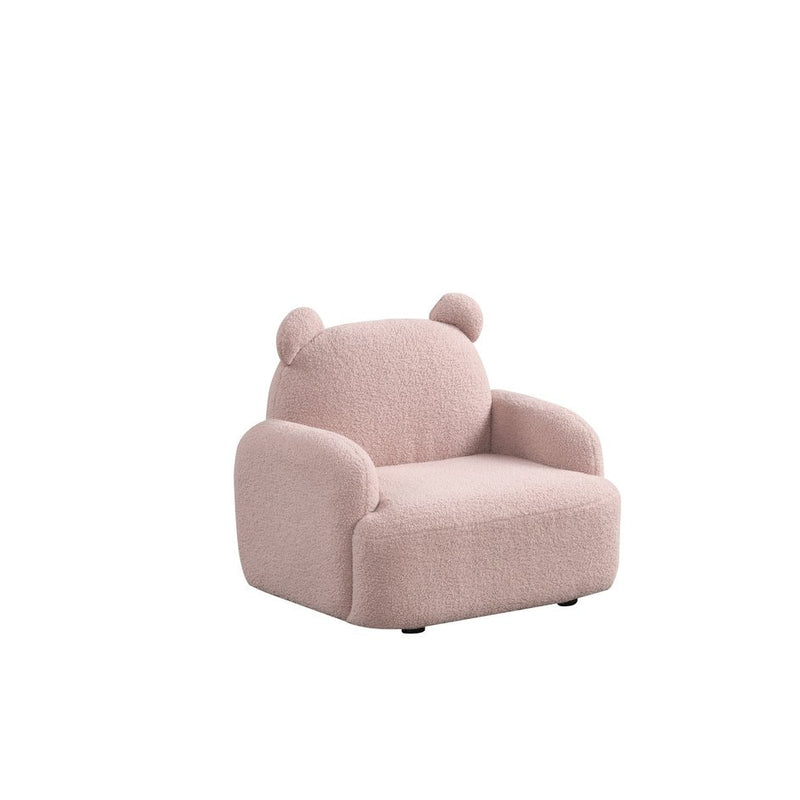 Raelynn 25.5"W Pink Sherpa Bear-Shaped Kids Armchair