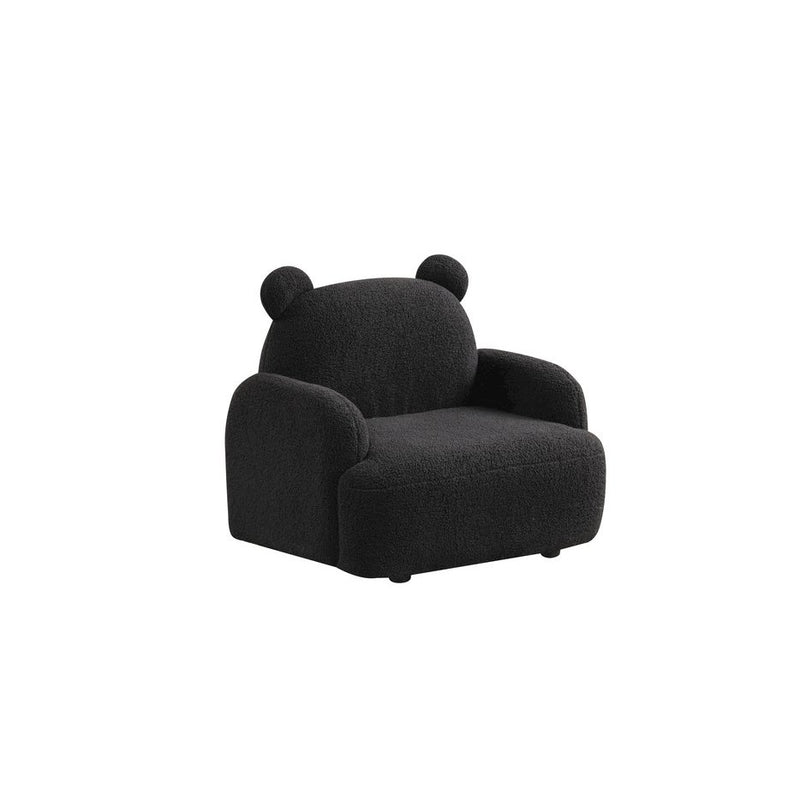 Raelynn 25.5"W Black Sherpa Bear-Shaped Kids Armchair