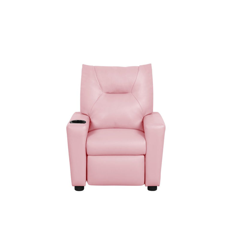 Perline 23"W Pink PVC Fabric Kids Recliner Chair with Cupholder