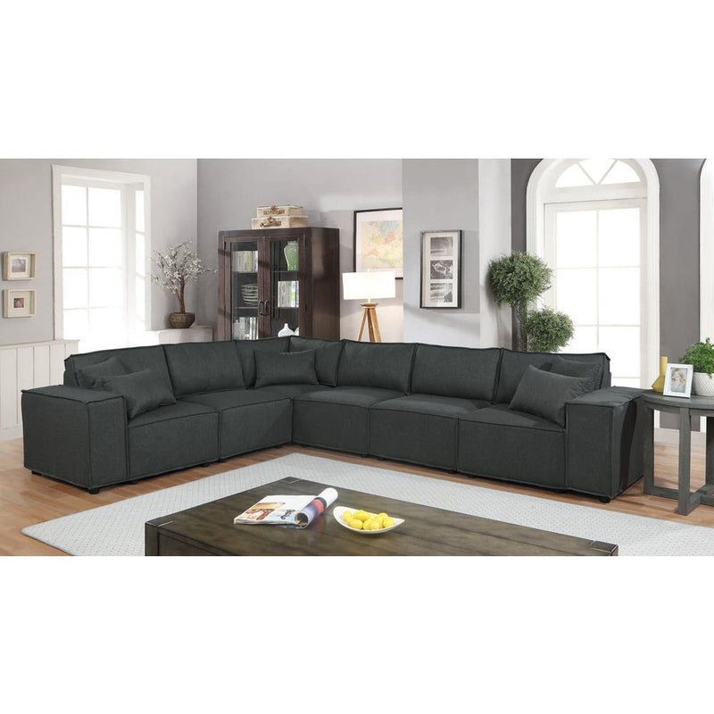 LILOLA Janelle Modular Sectional Sofa in Dark Gray Linen