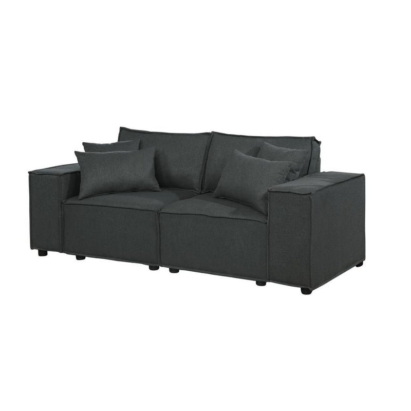 LILOLA Elson Loveseat in Dark Gray Linen