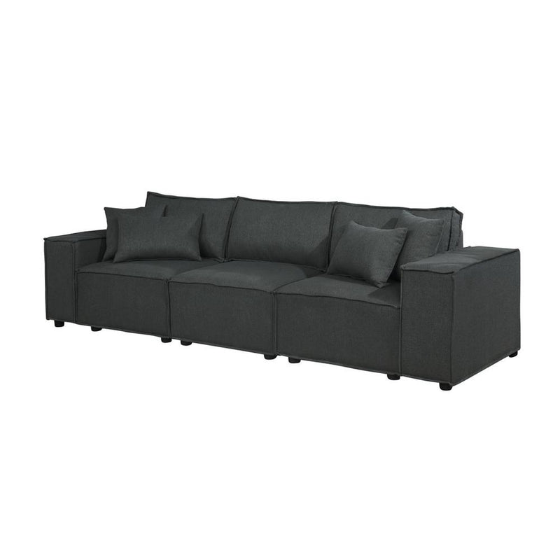 LILOLA Annabel Sofa in Dark Gray Linen