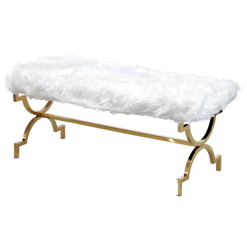 White and Gold Stainless Steel Bench