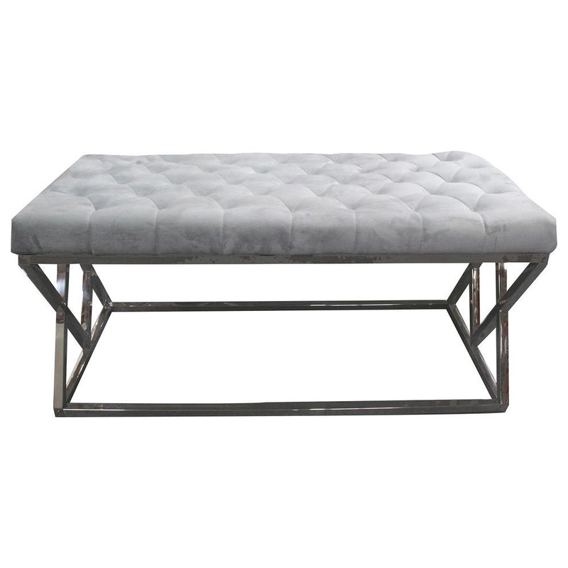 Best Master Stainless Steel and Velvet Upholstered Bench in Gray