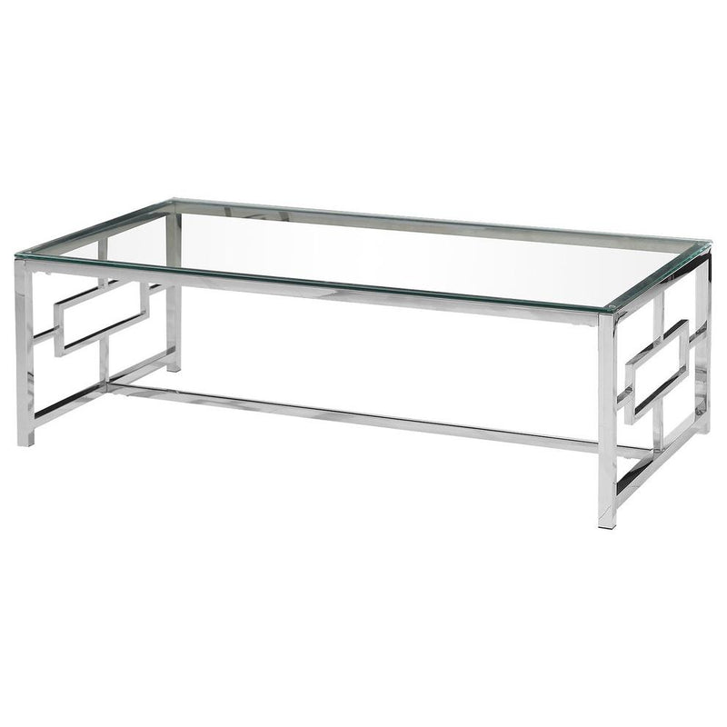 Best Master Stainless Steel and Glass Coffee Table in Silver Base/Clear