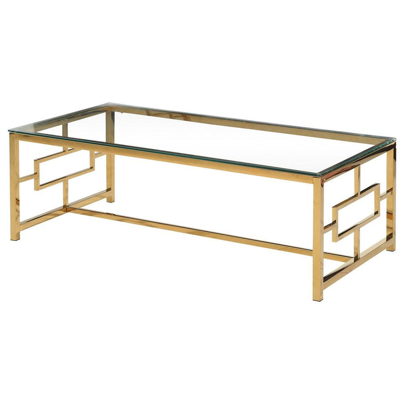 Best Master Stainless Steel and Glass Coffee Table in Clear/Gold Base