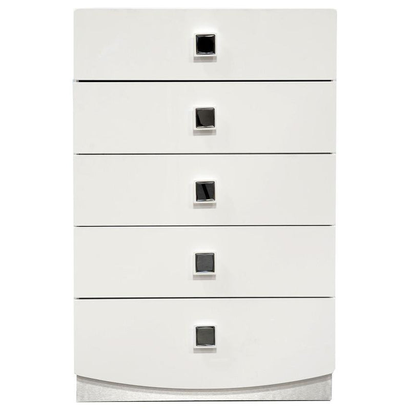 Best Master France 5-Drawer Poplar Wood Bedroom Chest in White Lacquer