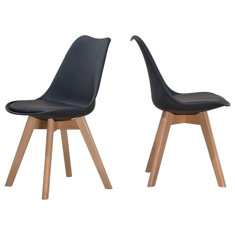 Best Master Mirage Modern Solid Wood Dining Side Chair in Black (Set of 2)