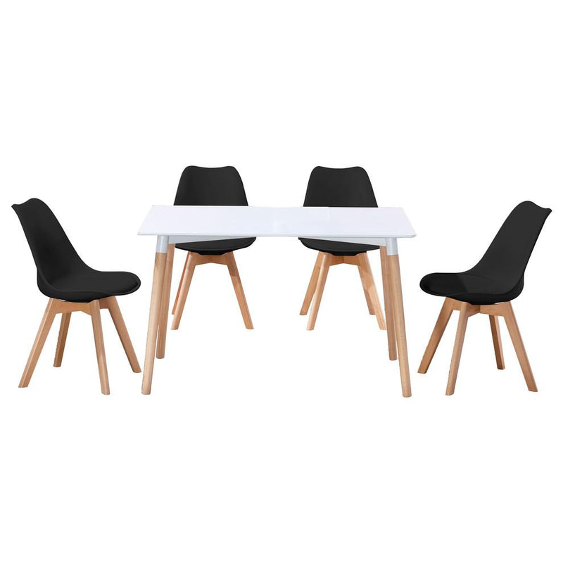 Best Master Mirage Modern 5-Piece Solid Wood Dining Set in Black