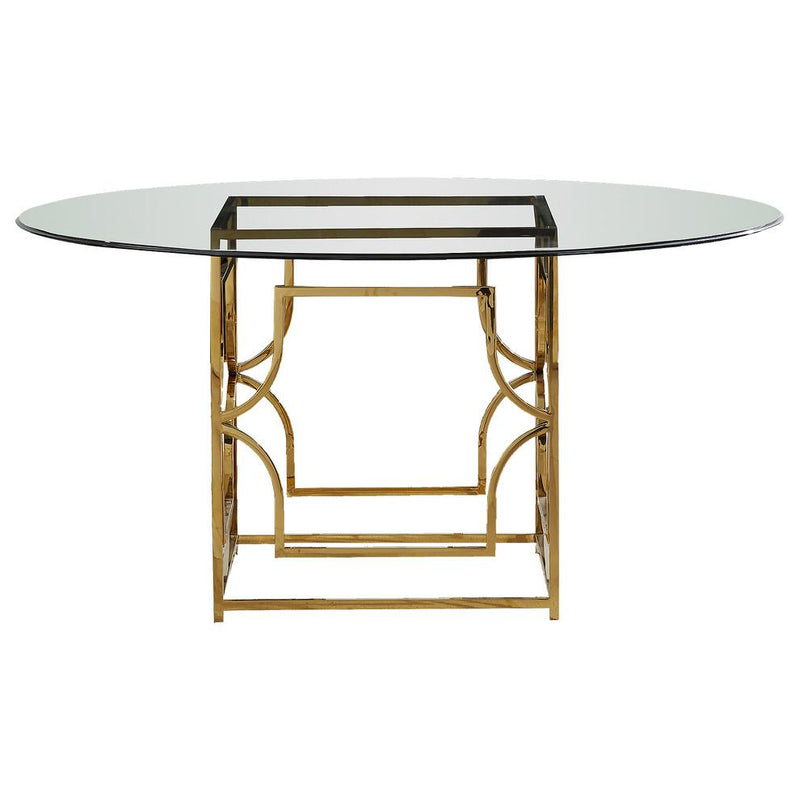 Best Master Alexis 54" Stainless Steel and Glass Round Dining Table in Gold