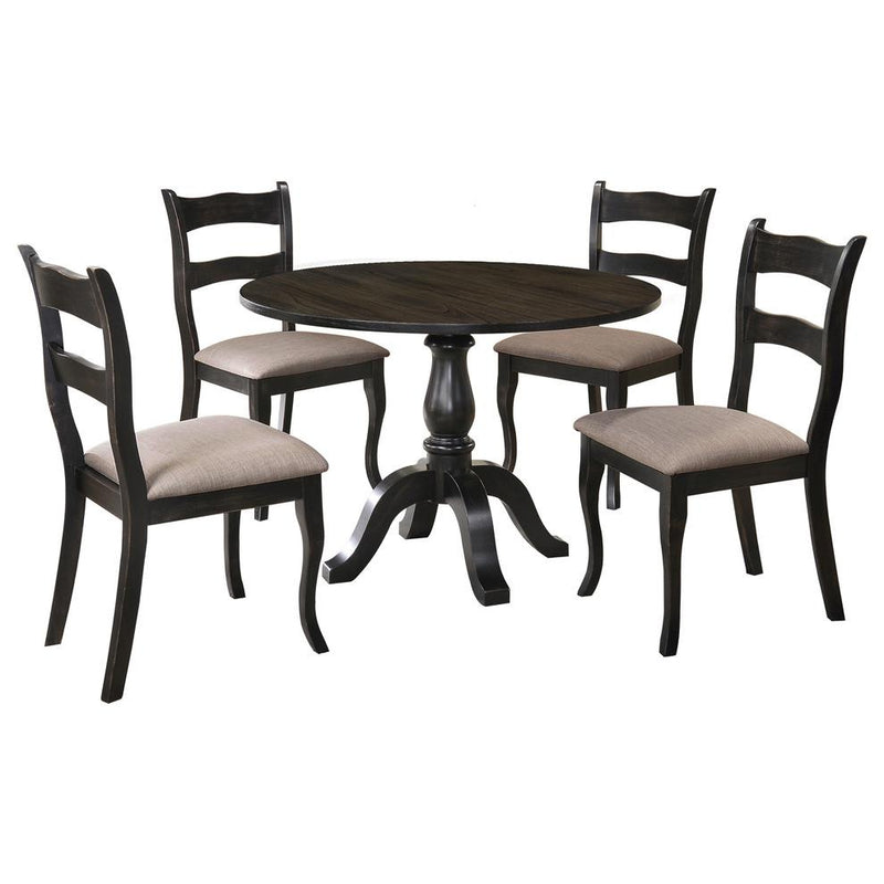 Alice 5-Piece Transitional Round Dinette Set, Black