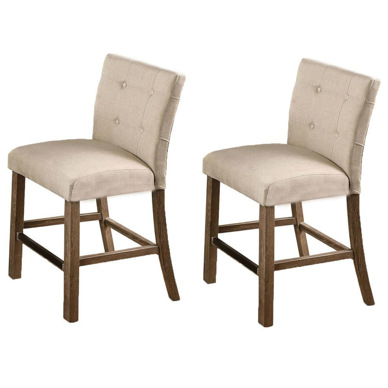 Best Master Hadley Solid Wood Counter Height Chair - Light Gray/Beige (Set of 2)