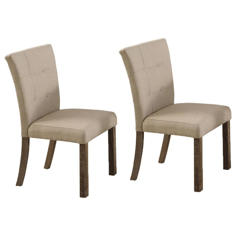 Best Master Hadley Solid Wood Dining Side Chair in Light Gray/Beige (Set of 2)